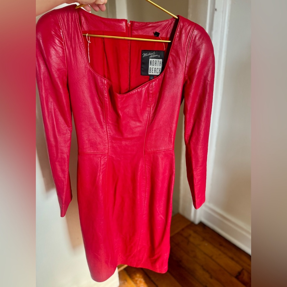 North Beach Leather Red Dress Size S